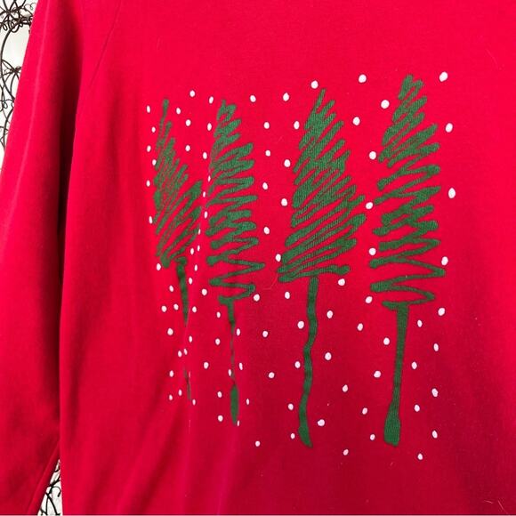 Vintage Red Ugly Christmas Art Deco Christmas tree sweatshirt Jerzees size Large - Picture 2 of 6